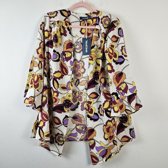 Modcloth Floral Bell Sleeves Kimono Size L/XL - Picture 7 of 13